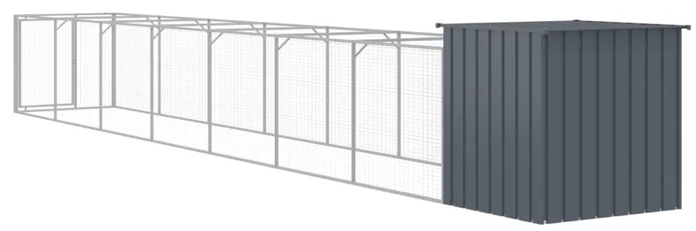 Casota p/ cães c/ parque 110x813x110 cm aço galvaniz. antracite