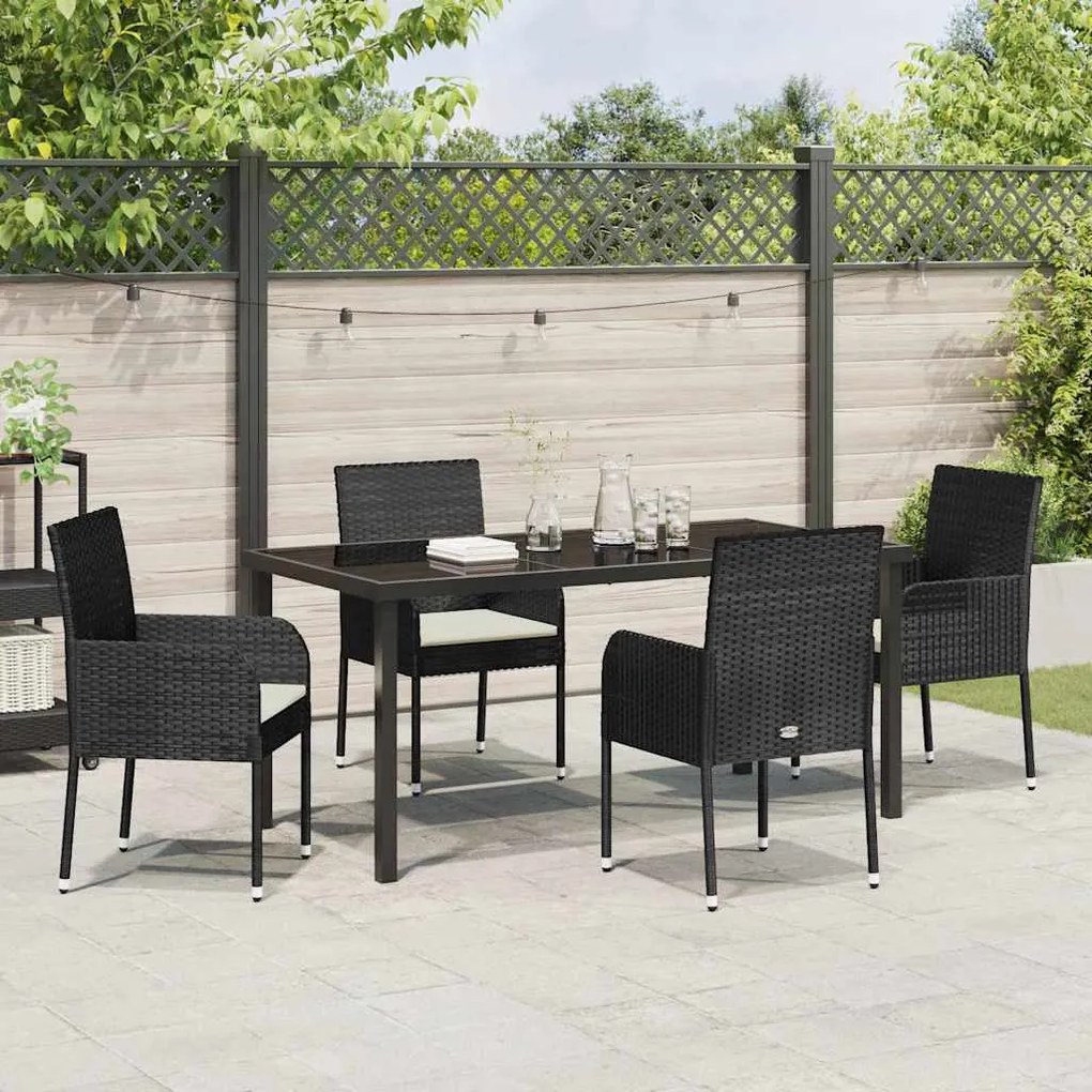 Conjunto de jantar de jardim de 5 peças com almofadas da em polirattan
