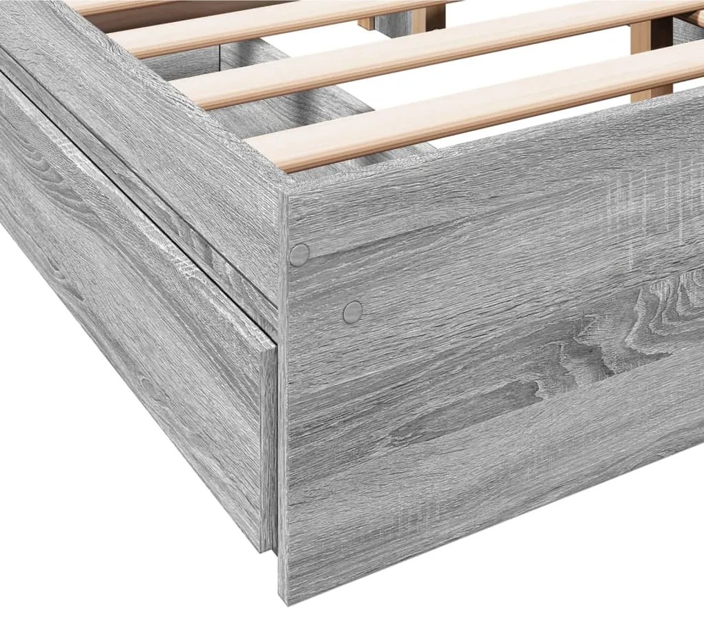 Estrutura de cama c/ gavetas derivados madeira cinza sonoma