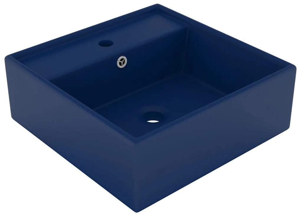 146946 vidaXL Lavatório luxuoso quadrado 41x41 cm cerâmica azul-escuro mate