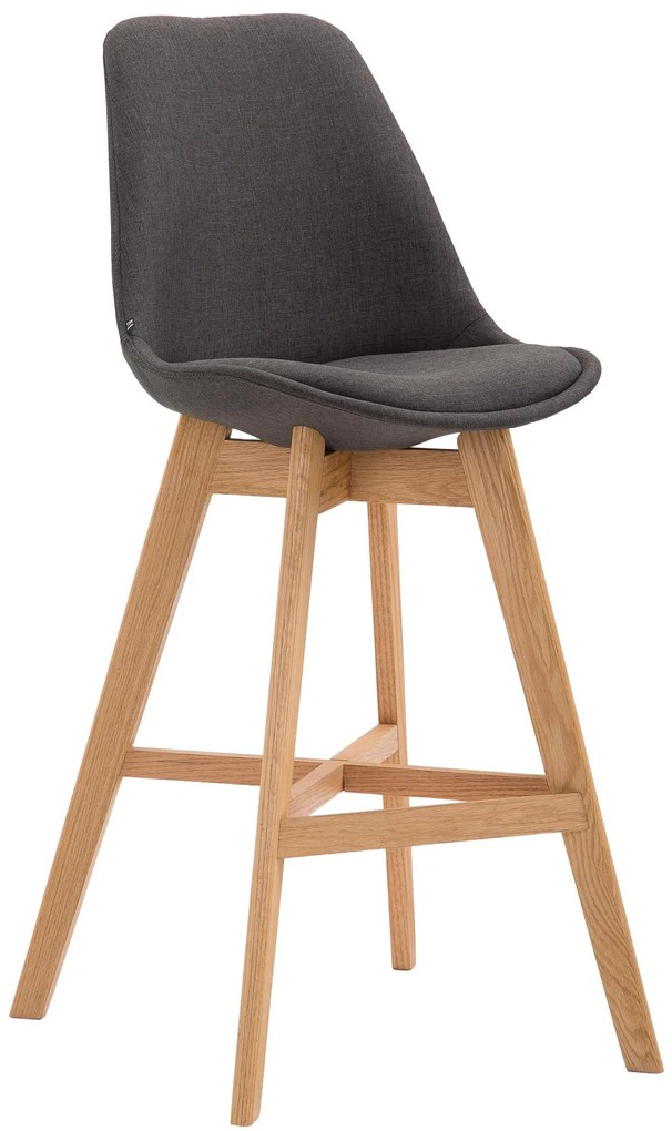 Banco de bar Cannes em tecido e com estrutura de Cor Natural 48 x 112 x 56 cm Cinzento escuro