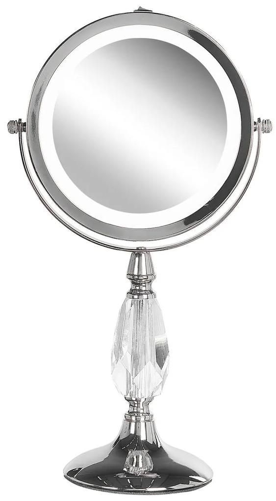 Espelho de maquilhagem prateado com LED ø 18 cm MAURY Beliani