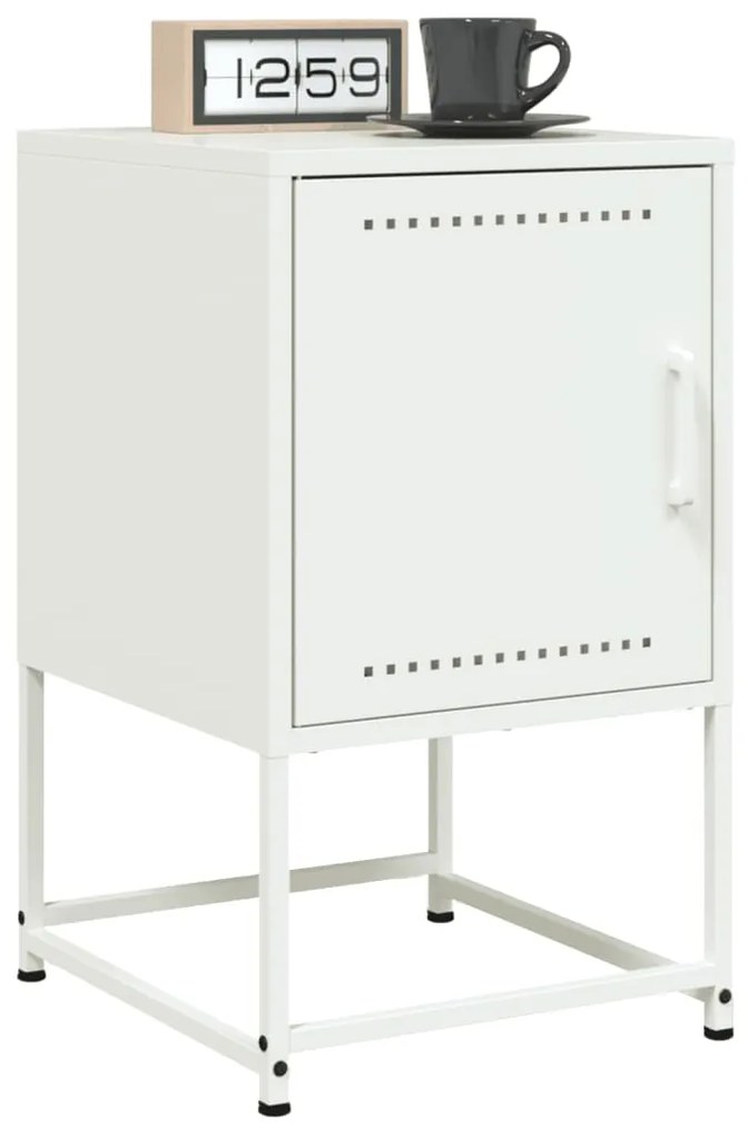 vidaXL Mesas de cabeceira 2 pcs 36x39x60,5 cm aço branco
