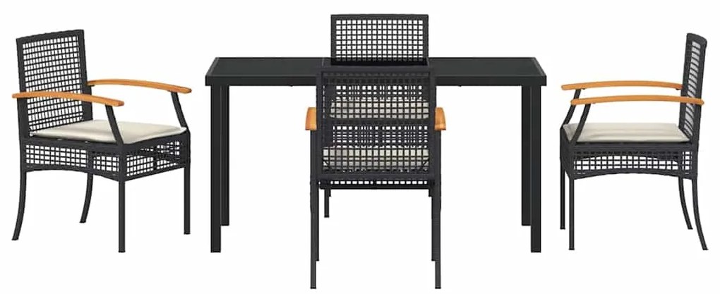 Conjunto de Jantar de Jardim com 5 Peças e Almofadas de Rattan Poliést