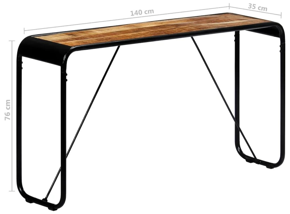 Mesa consola 140x35x76 cm madeira de mangueira maciça áspera