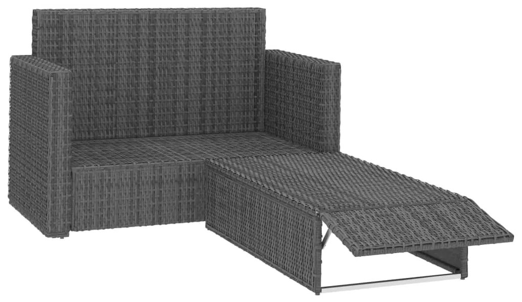 2 pcs conjunto lounge de jardim c/ almofadões vime PE cinzento