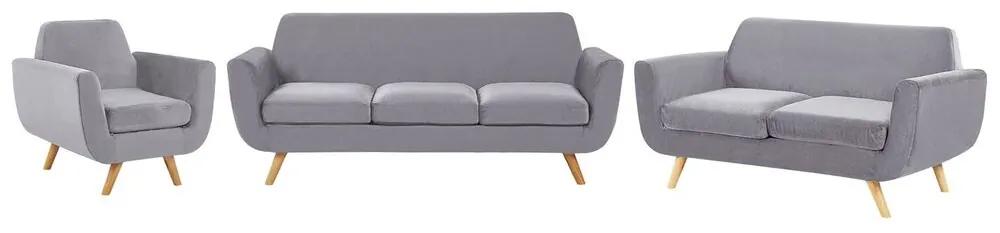 Conjunto de sofás de veludo cinzento BERNES Beliani