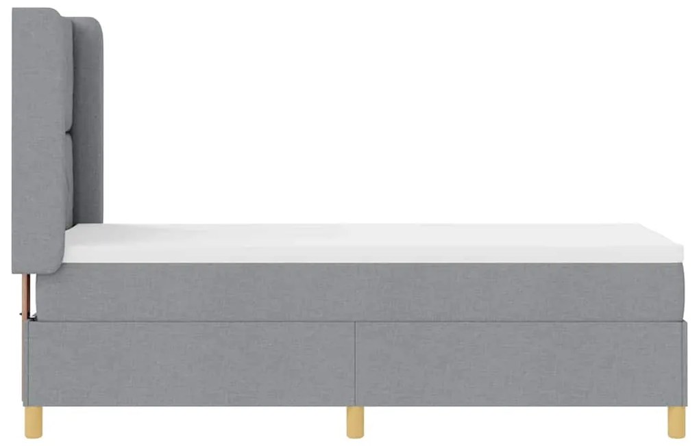 Cama Box Spring vidaXL com Colchão &amp; Luz LED Cinza Claro 80x200 cm Tec