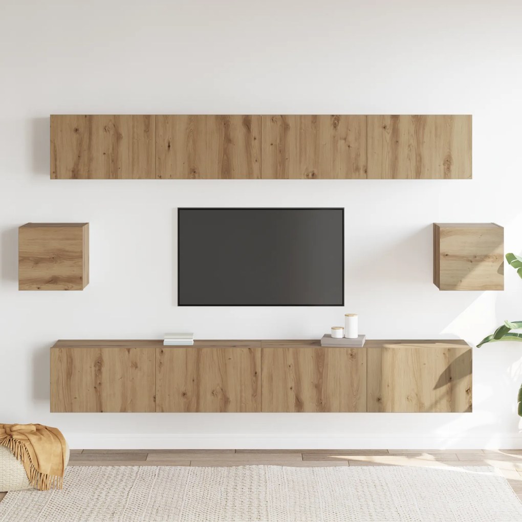 Conjunto de 6 peças para TV Carvalho Artesanal Madeira Engenheirada