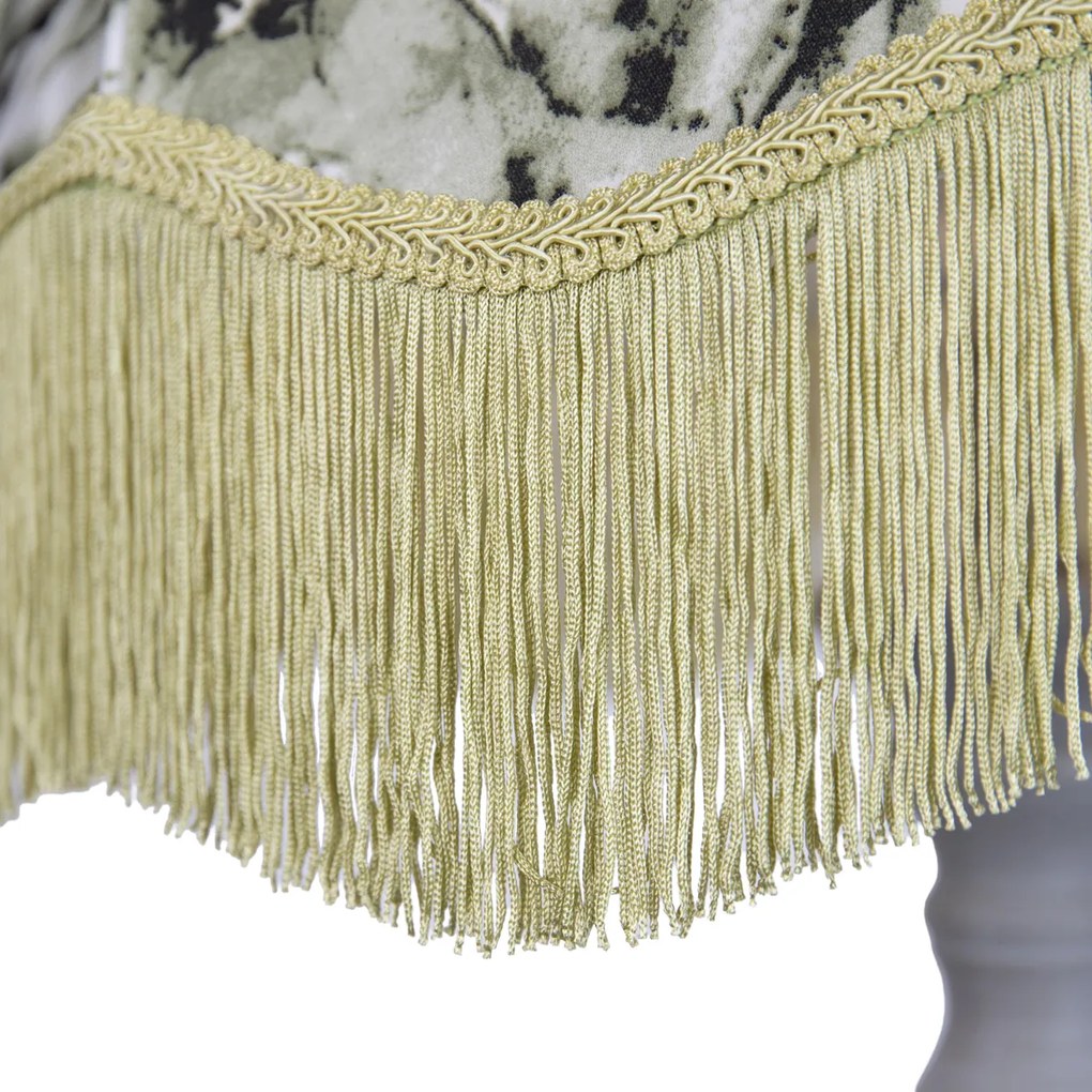 Candeeiro de pé preto com abajur floral e interior branco 45cm - Classico