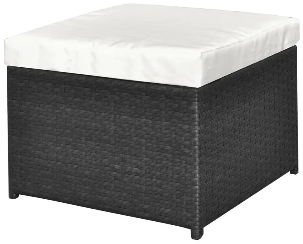 4 pcs conjunto lounge de jardim c/ almofadões vime PE preto