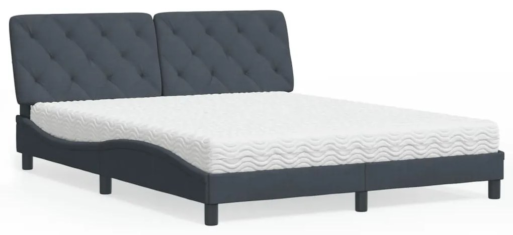 Cama com colchão 160x200 cm veludo cinzento-escuro