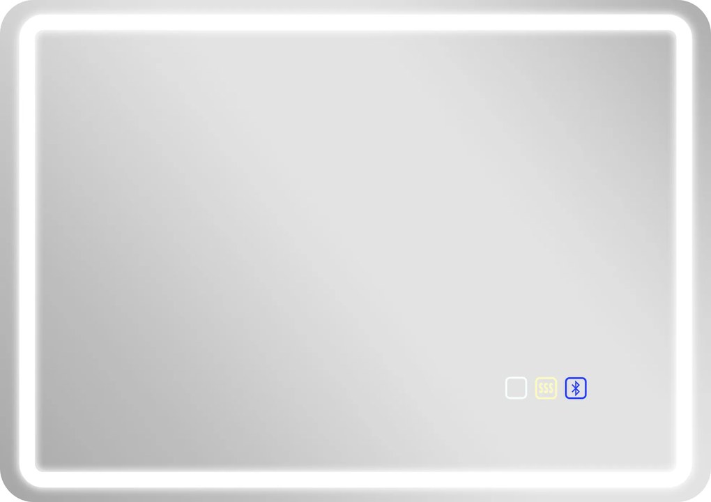 HOMCOM Espelho de banheiro com iluminação LED, pad antiembaçante, 3 cores ajustáveis, cor prateada | Aosom Portugal