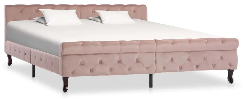 Estrutura de cama 180x200 cm veludo cor-de-rosa