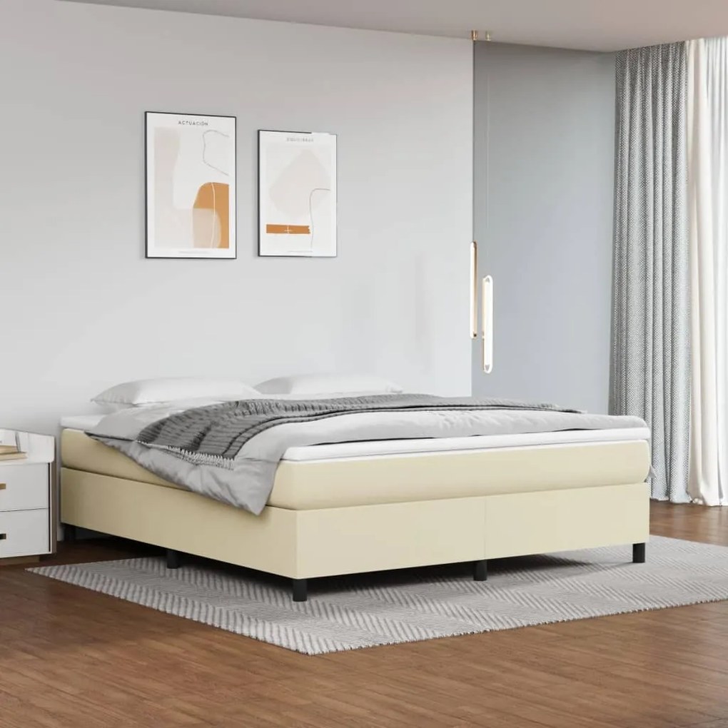 vidaXL Estrutura de cama 180x200 cm couro artificial cor creme