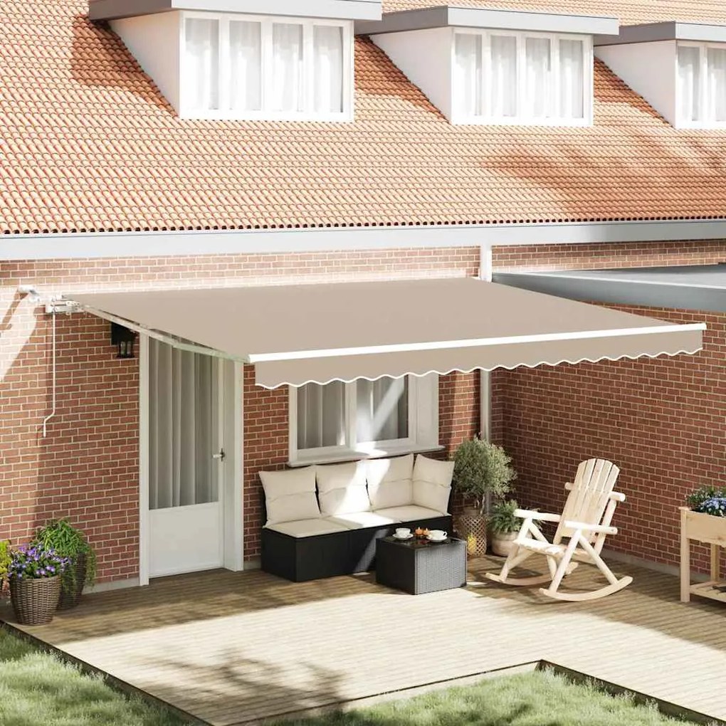vidaXL Toldo Retrátil Automático com LED Bege 450x350 cm