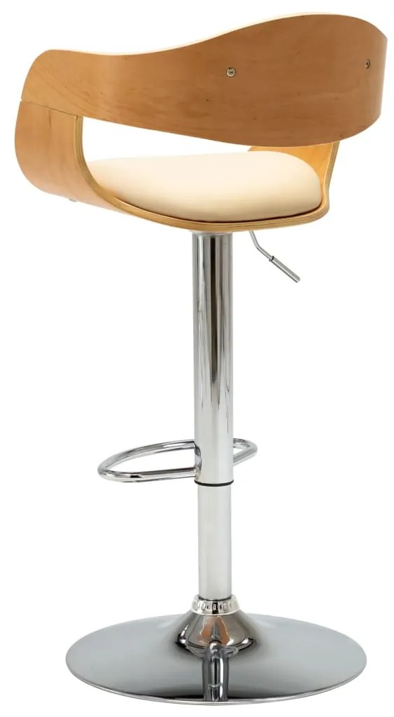 Bancos de bar 2 pcs madeira curvada e couro artificial creme