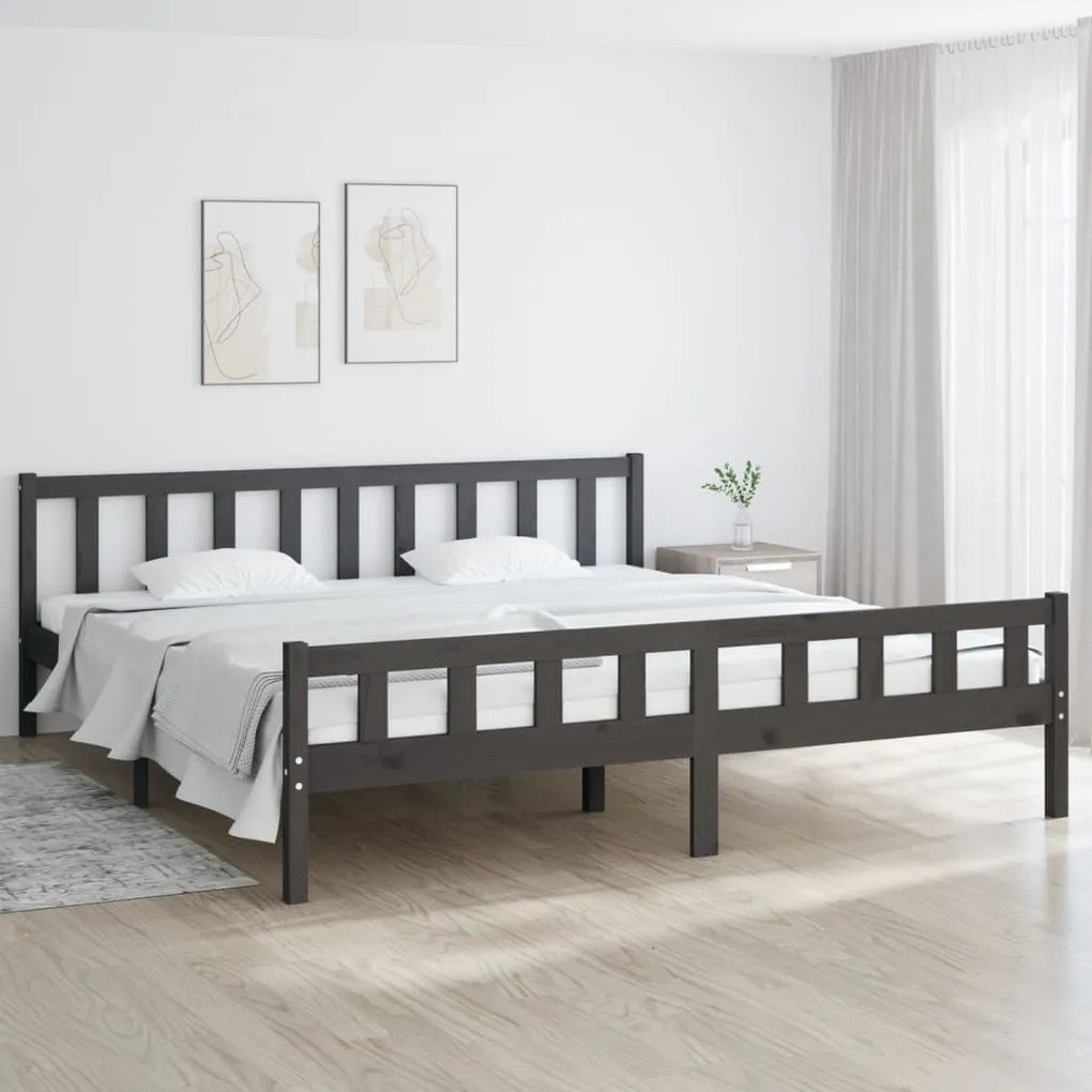 vidaXL Estrutura de cama 160x200 cm madeira maciça cinzento