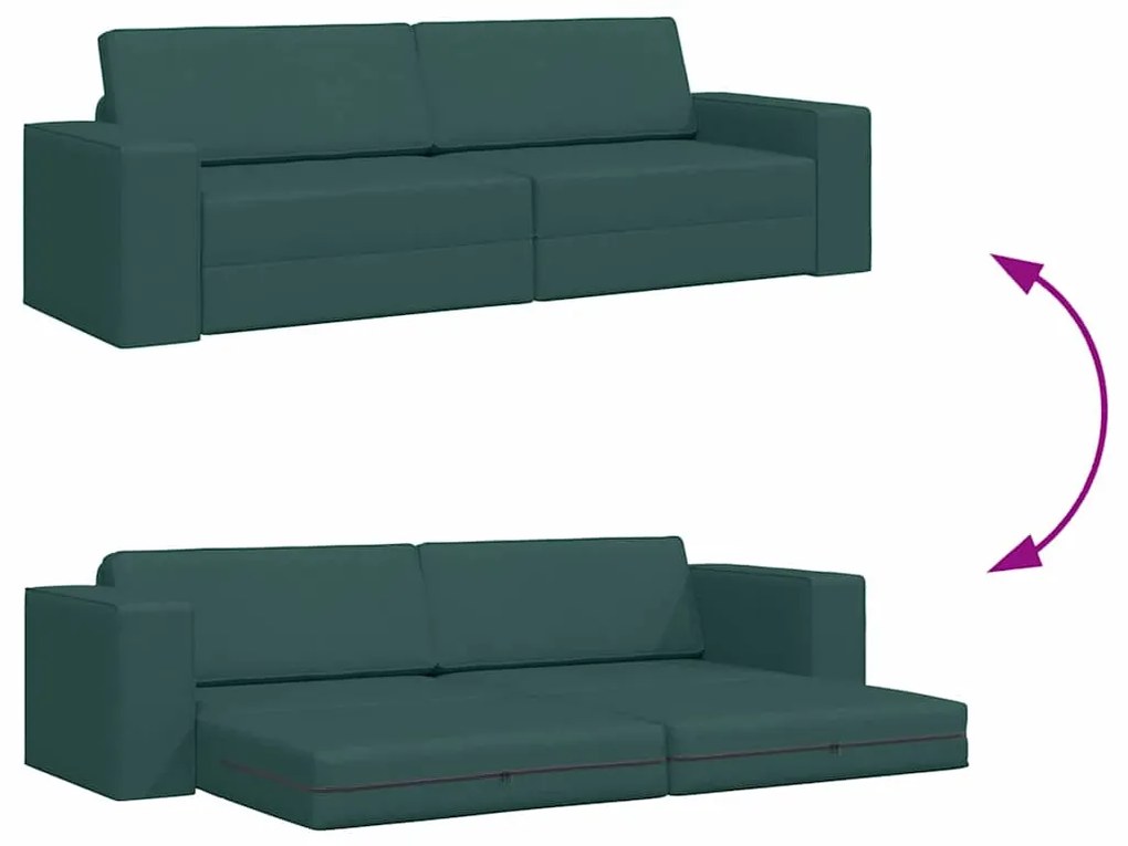 Sofá Cama de Chão 2 em 1 Verde Escuro 245x150x60.5 cm