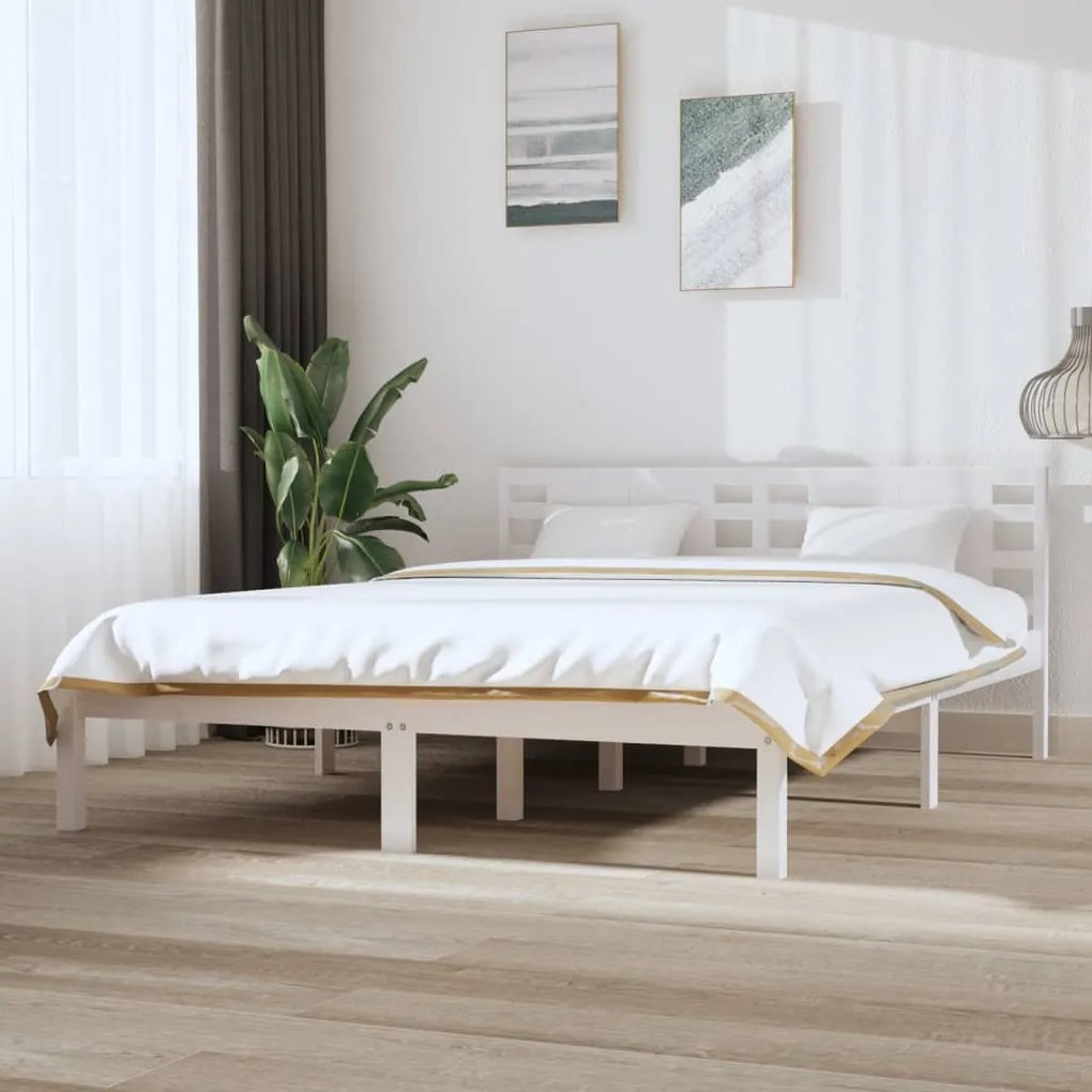 Estrutura de cama 120x200 cm pinho maciço branco