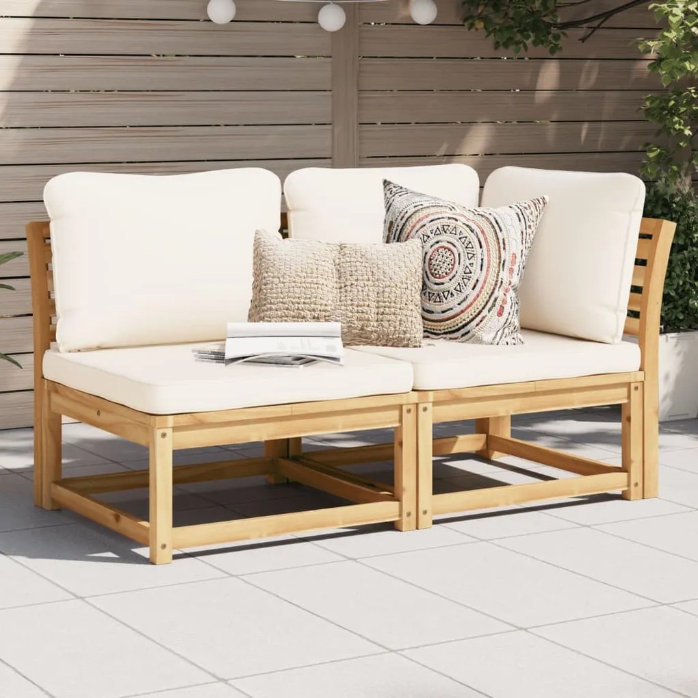 vidaXL 2 pcs conjunto lounge de jardim c/ almofadões acácia maciça