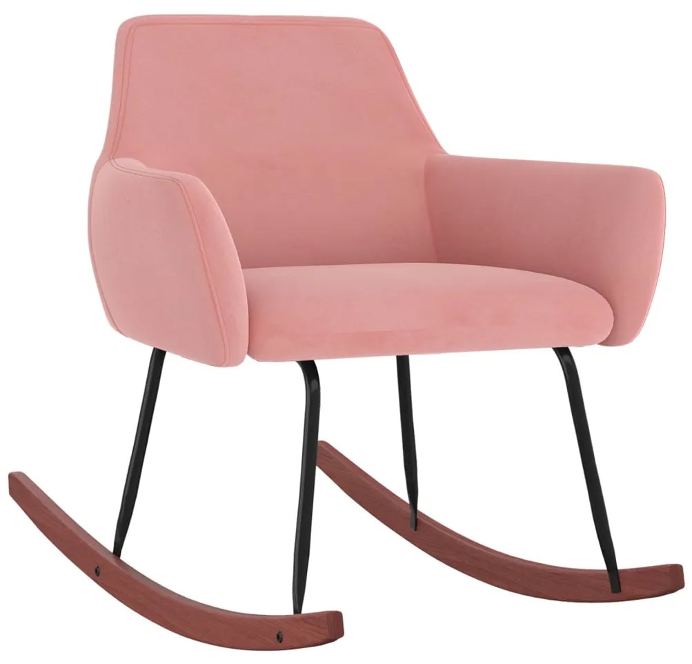 vidaXL Cadeira de baloiço veludo rosa