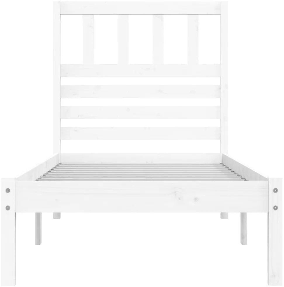 Cama sem colchão 75x190 cm madeira de pinho maciça branco