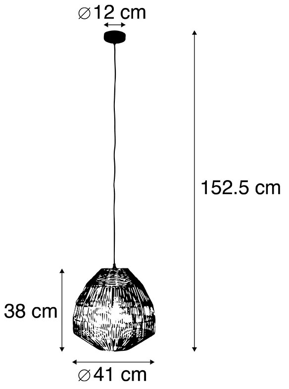 Candeeiro de suspensão rústico em bambu 41 cm - Bishop Rústico