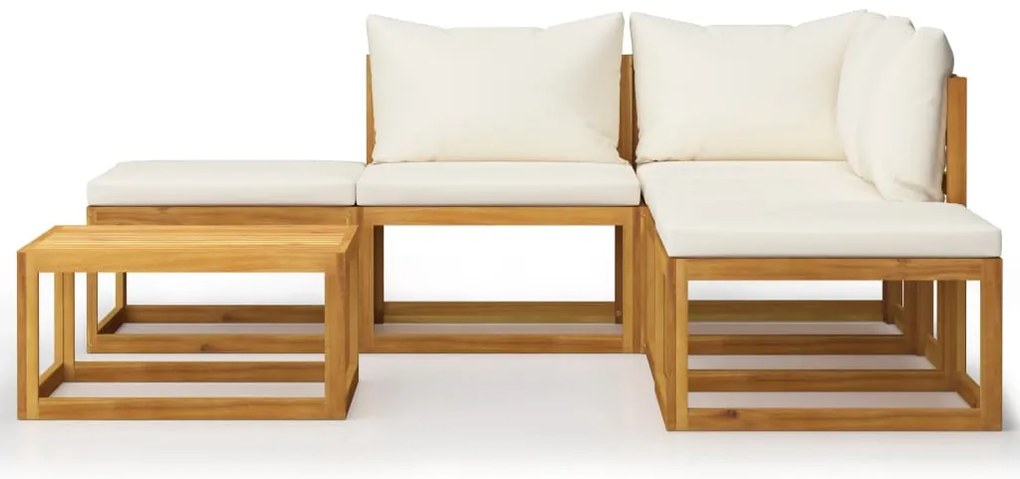 6 pcs conj. lounge jardim c/ almofadões madeira acácia maciça