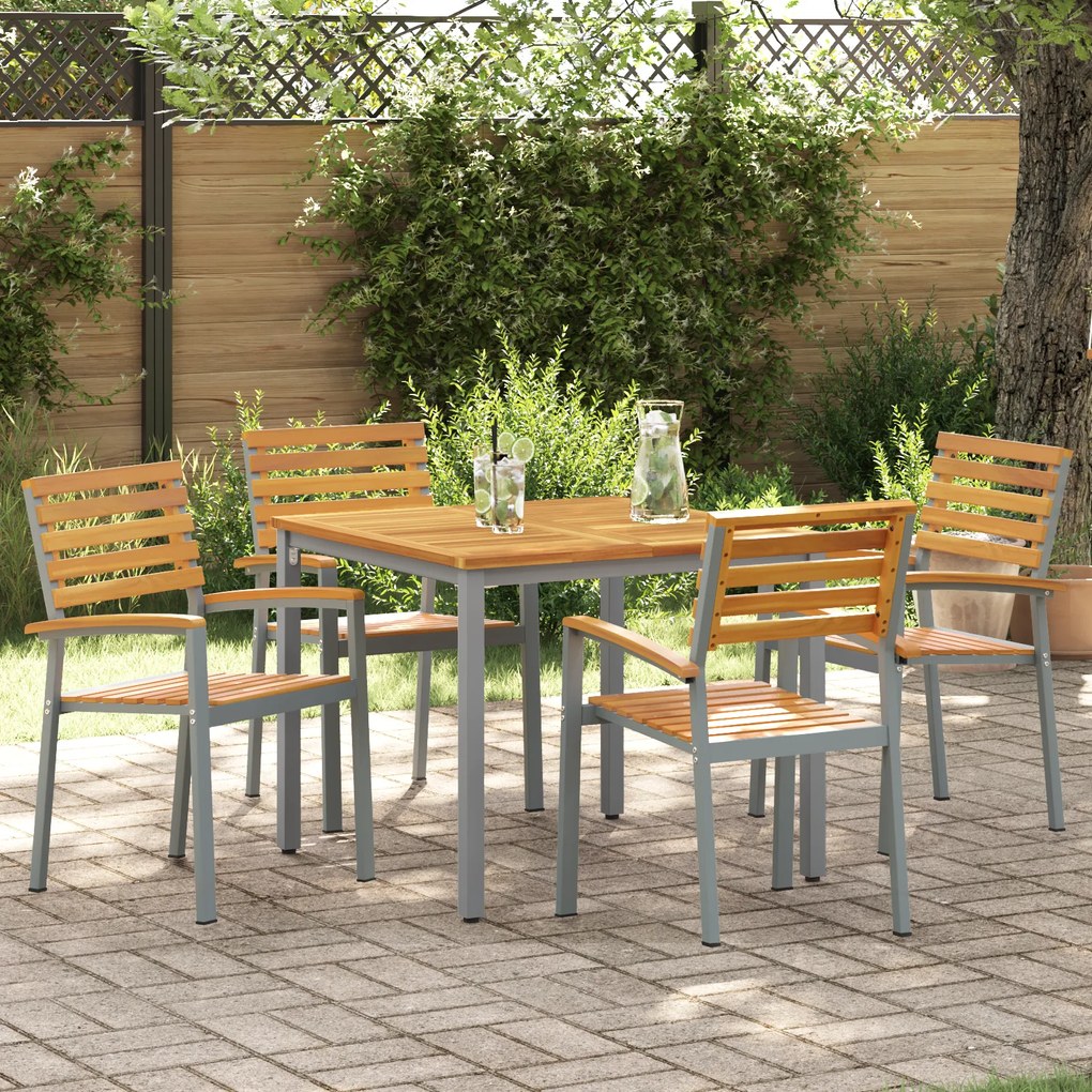 vidaXL Conjunto de Jantar de Jardim com 5 Peças em Madeira Sólida de Acácia e Metal