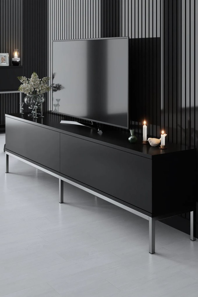 Móvel para TV Lord – Preto e Prateado – 180 cm x 47 cm x 30 cm