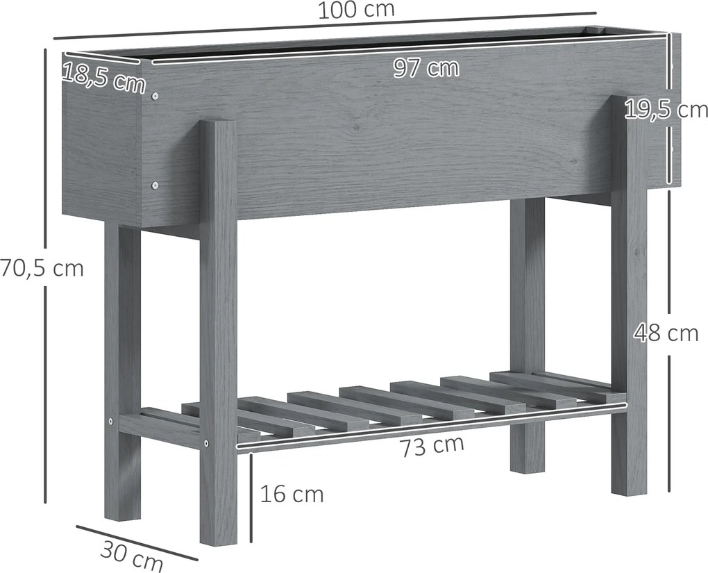 Horta Vertical de Madeira Mesa de Cultivo com Prateleira Floreira Elev