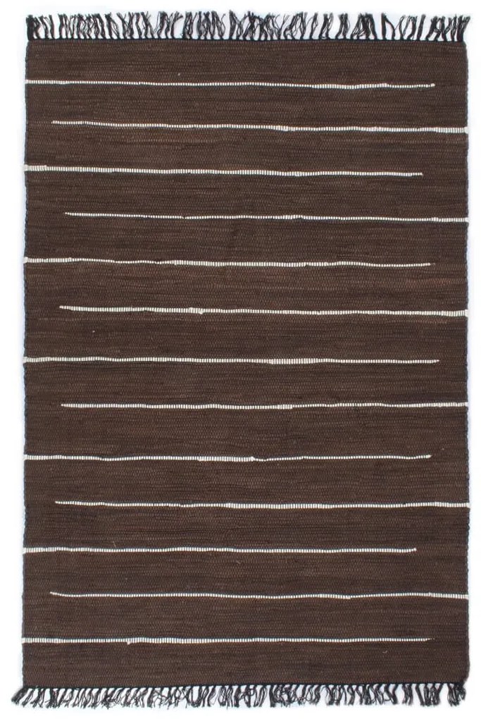 vidaXL Tapete chindi tecido à mão algodão 200x290 cm castanho