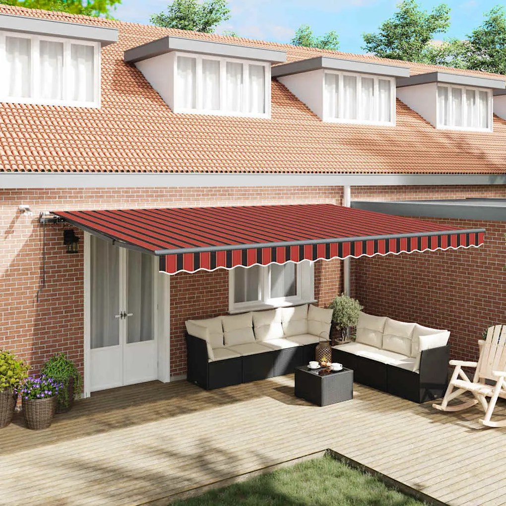 vidaXL Toldo Retrátil with laranja e castanho 500 × 300 cm tecido