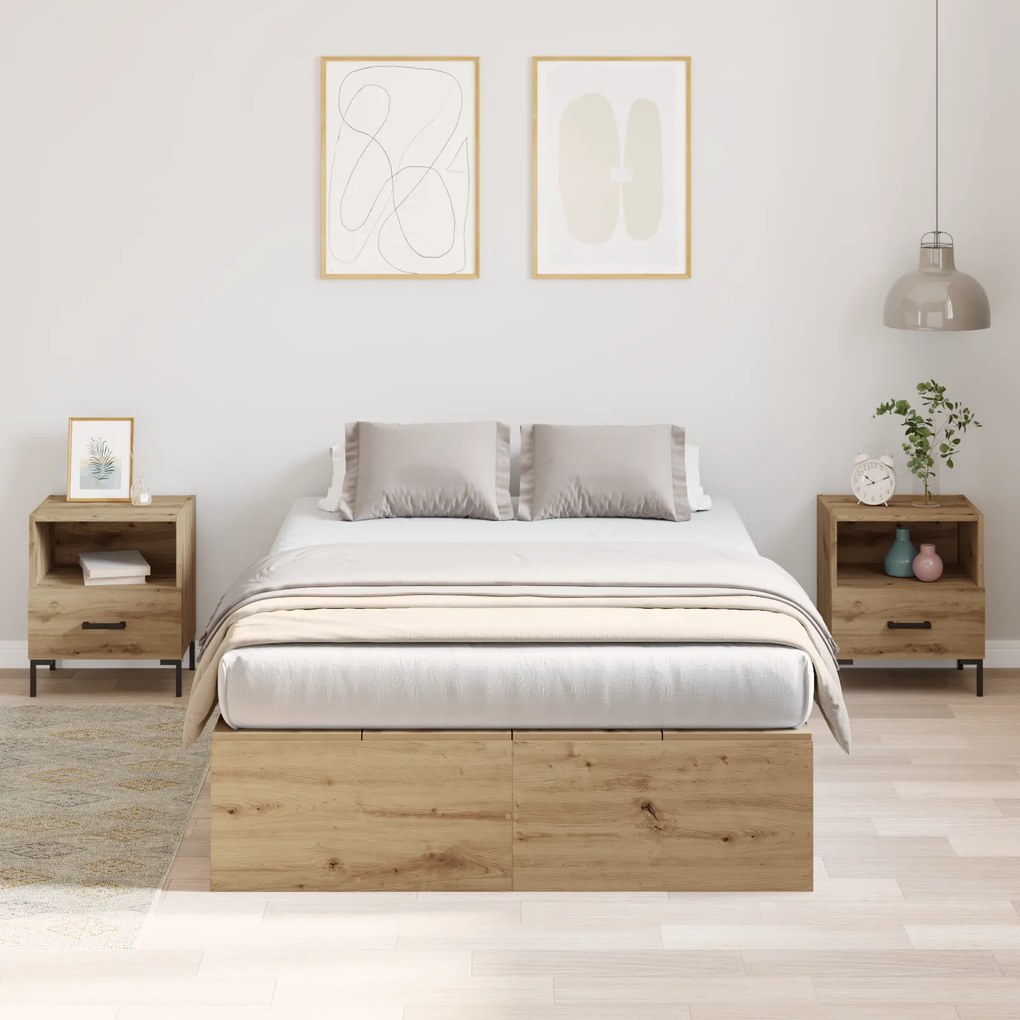 Cama de Armazenamento vidaXL Artisan Carvalho 120x190 cm