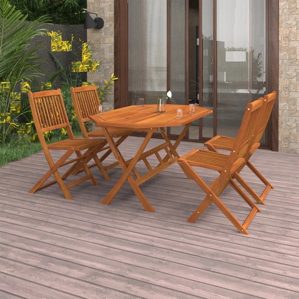 vidaXL 5 pcs conjunto de jantar para jardim madeira de acácia maciça