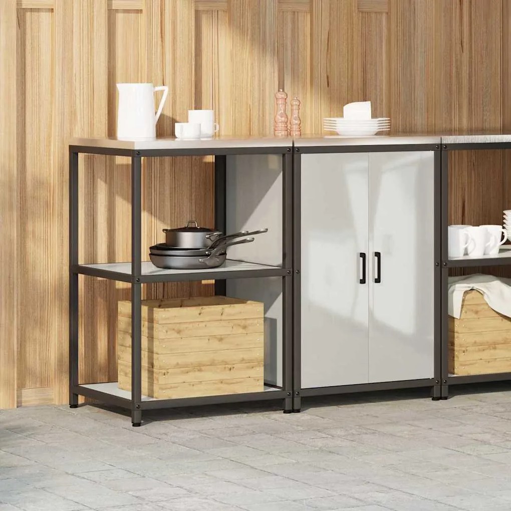 Conjunto de Armazenamento de Cozinha com prateleira 2 pcs Prata