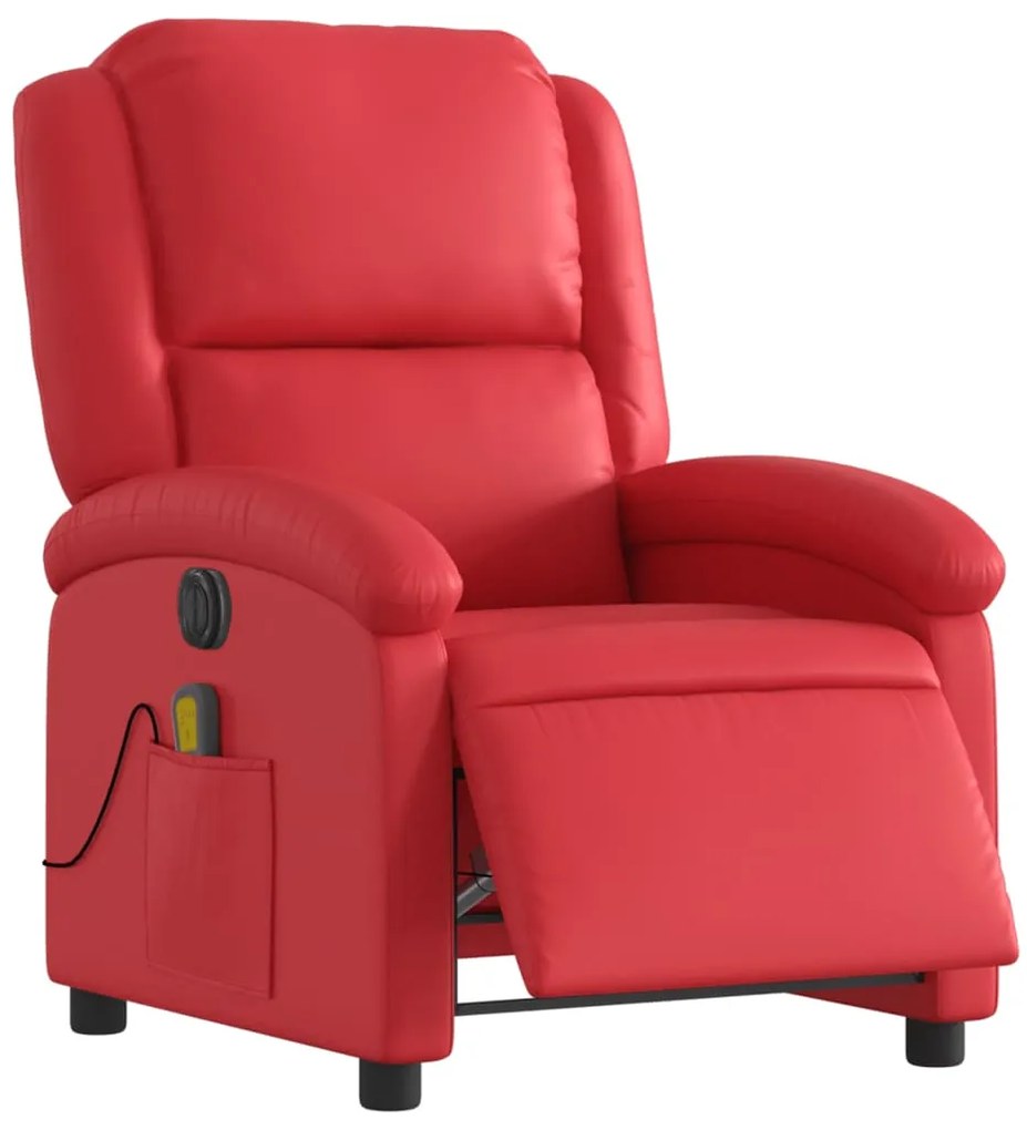Poltrona massagens reclinável elétrica couro artif. vermelho