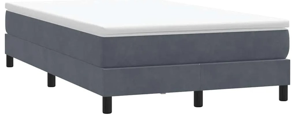 Box Cama de Molas sem Colchão Cinzento Escuro 120x210 cm Veludo