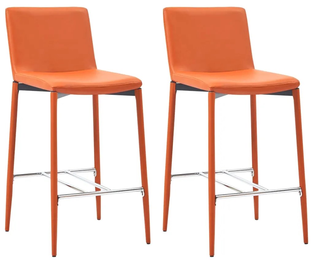 vidaXL Bancos de bar 2 pcs couro artificial laranja