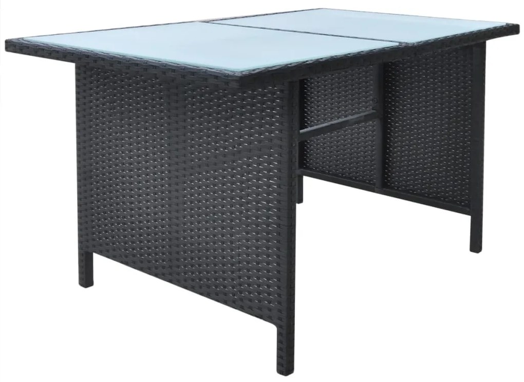 6 pcs conjunto jantar exterior com almofadões vime PE preto