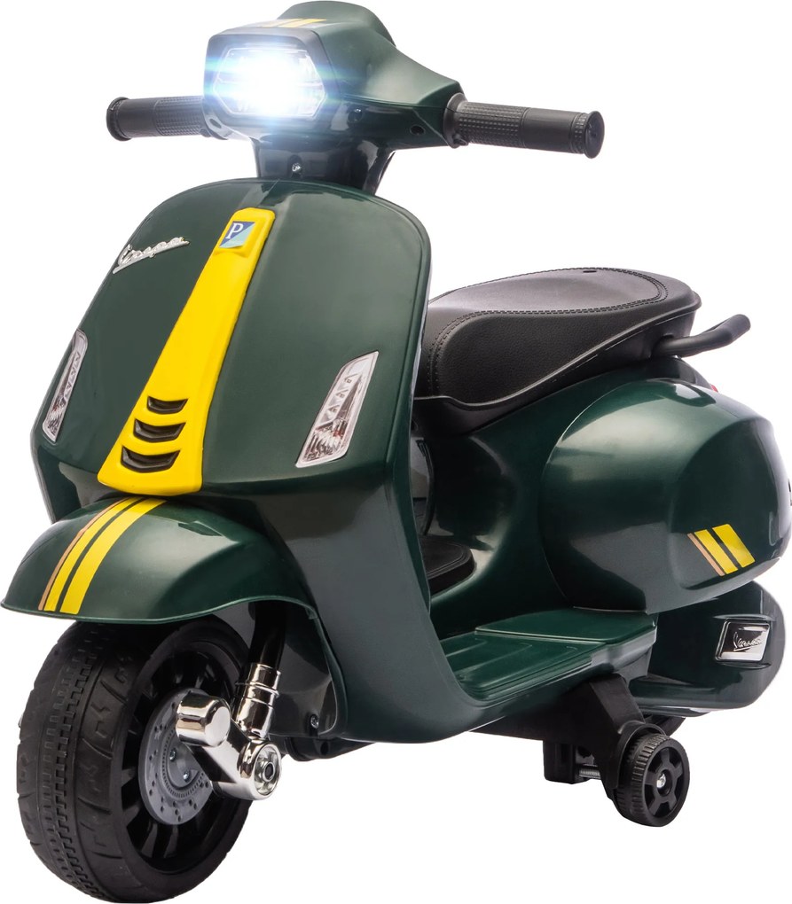 Moto elétrica para crianças de 6 V, carro elétrico para crianças com rodas de treino, 2-4 anos, 71 x 37 x 52 cm, verde escuro