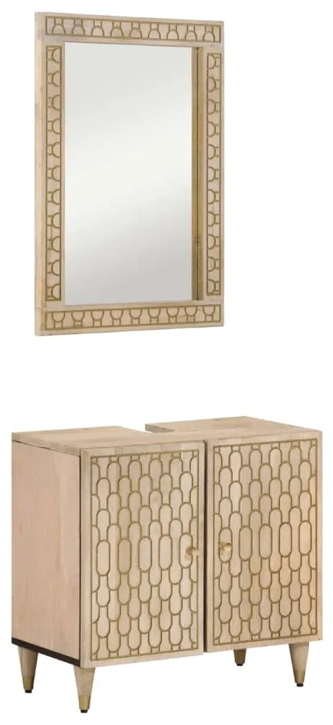 vidaXL 2 pcs conj. móveis p/ casa de banho madeira mangueira maciça