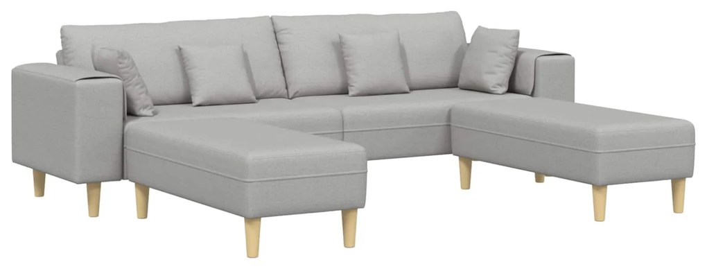 vidaXL Sofá com almofada 3 pcs Cinza Nuvem tecido