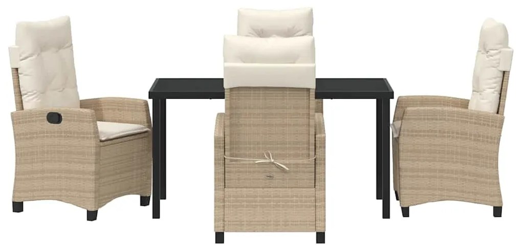 Conjunto de Jantar de Jardim com 5 Peças e Almofadas - Rattan de Polié