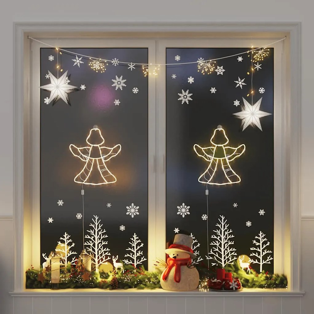 vidaXL Luzes de Natal anjo silhueta 2 pcs 50 LEDs branco quente