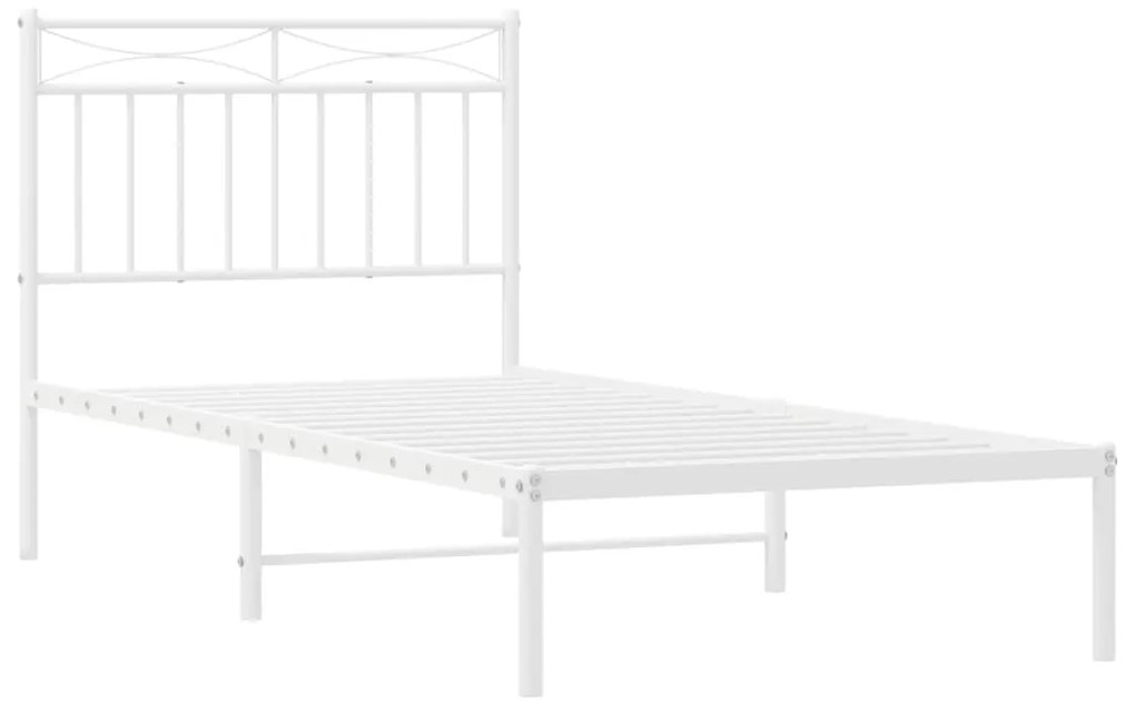 Estrutura de cama com cabeceira 90x190 cm metal branco
