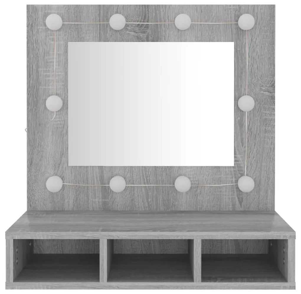 Armário espelhado com LED 60x31,5x62 cm sonoma cinza