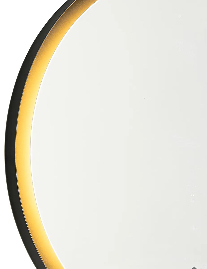 Espelho de casa de banho moderno preto com LED e dimmer tátil - Pim Moderno