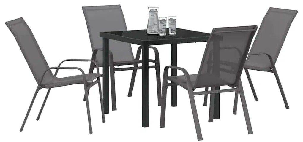 Conjunto de Jardim com 5 Peças - Aço e Textileno Cinza